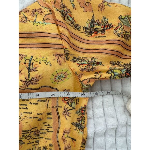 Urban Outfitters UO Gardenia Florida Map Print Button Down Shirt L - Picture 9 of 11